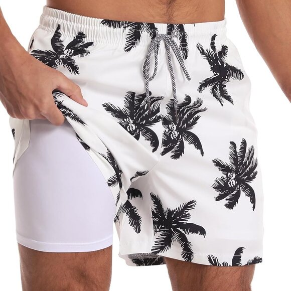 Mens Board Shorts Quick Dry inch Swim Trunks with Compression